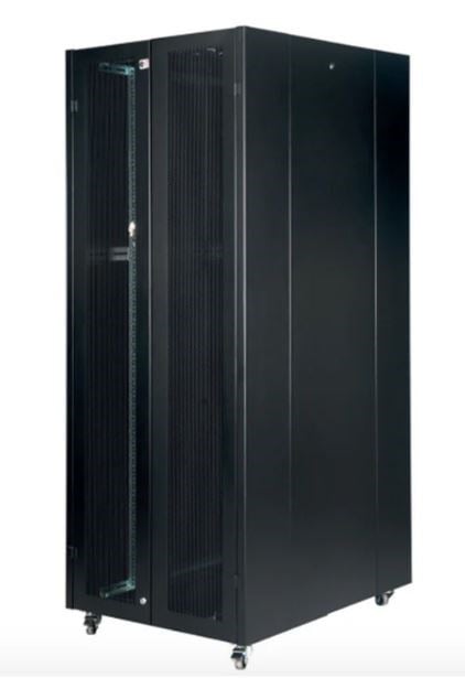 LANDE LN-HL-42U80100-BL-BAAA 42U 80X100 Dikili Tip Boş Kabinet Ön Arka Kapak Perfore
