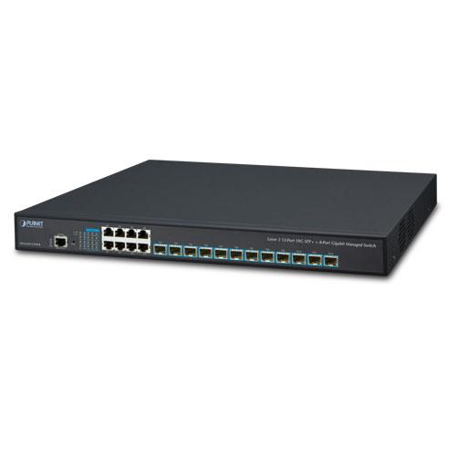 Layer 3 Yönetilebilir Switch (Layer 3 Managed Switch)<br>
12 x 10GBASE-SR/LR SFP+ yuva (1000BASE-SX/LX/BX SFP uyumlu)<br>
8 x 10/100/1000T<br>	
Çift 100~240V AC Yedek Güç<br>
Konsol port