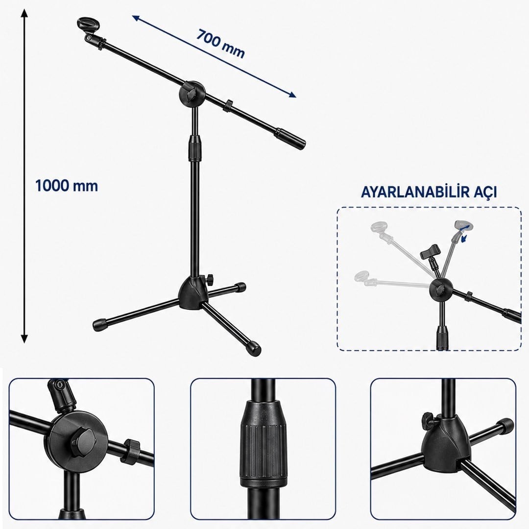 Magicvoice MV-31684 Profesyonel 1000 Mm - 700 Mm Ayarlanabilir Mikrofon Boy Sehpası