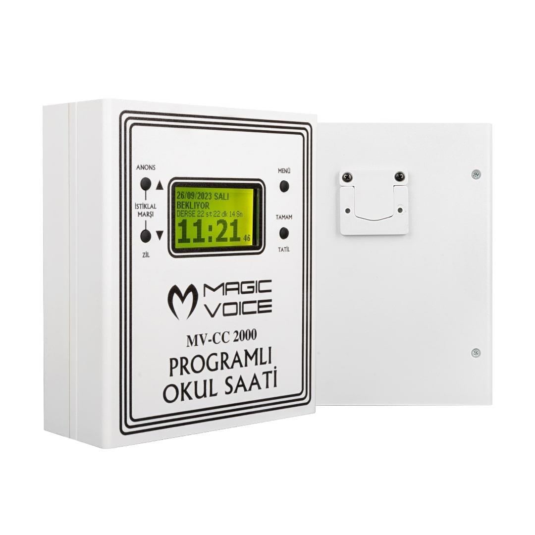 Magicvoice MV-CC2000 USB Duvar Tipi Programlı 20 Adet MP3 Formatı Zil / İstiklal Marşlı Akıllı Dijital Okul Saati (Çan Takılabilir)