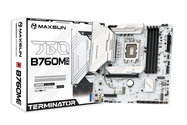 MAXUN TERMINATOR B760M-D4-ICE DDR4 HDMI-DP PCIE 5.0 1700p mATX BEYAZ