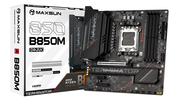 MAXUN TERMINATOR B850M DARK WIFI6 DDR5 HDMI-DP TYPEC PCIE 5.0 AM5 mATX