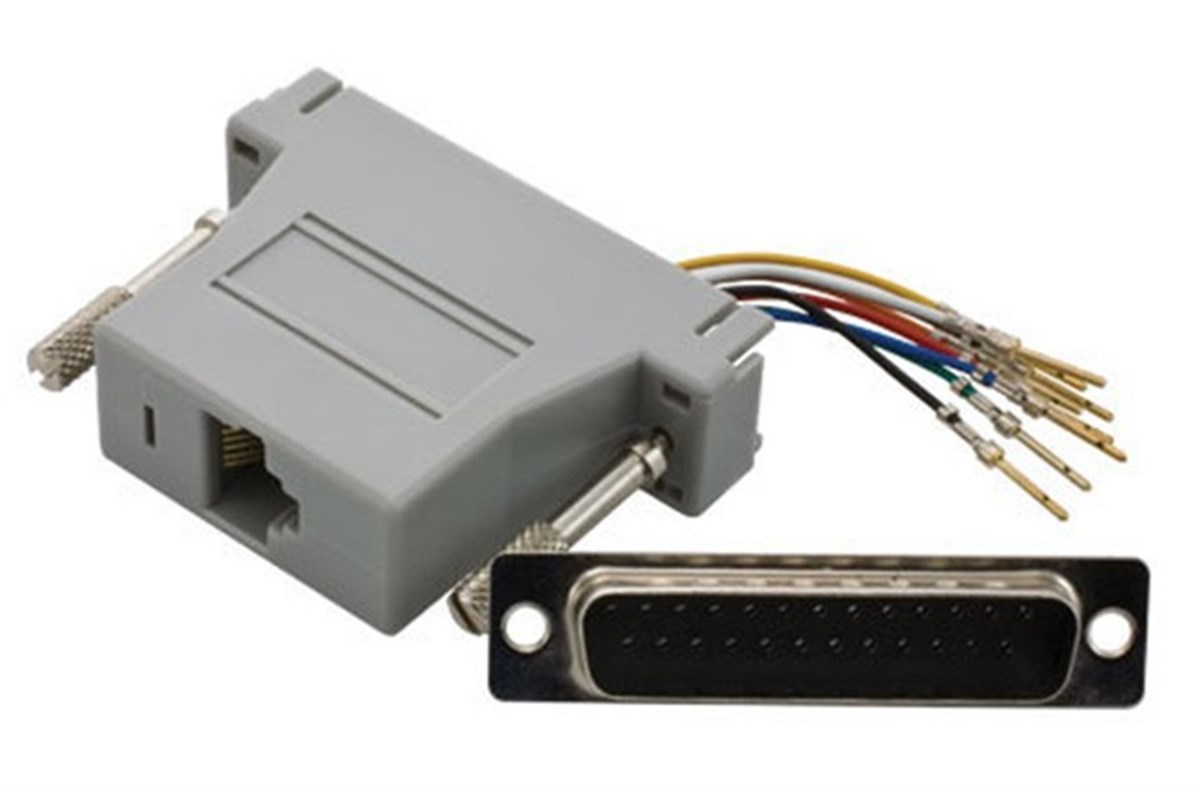 Modüler Adaptör (Coupler), DB25 erkek <-> RJ45 dişi, bej renk