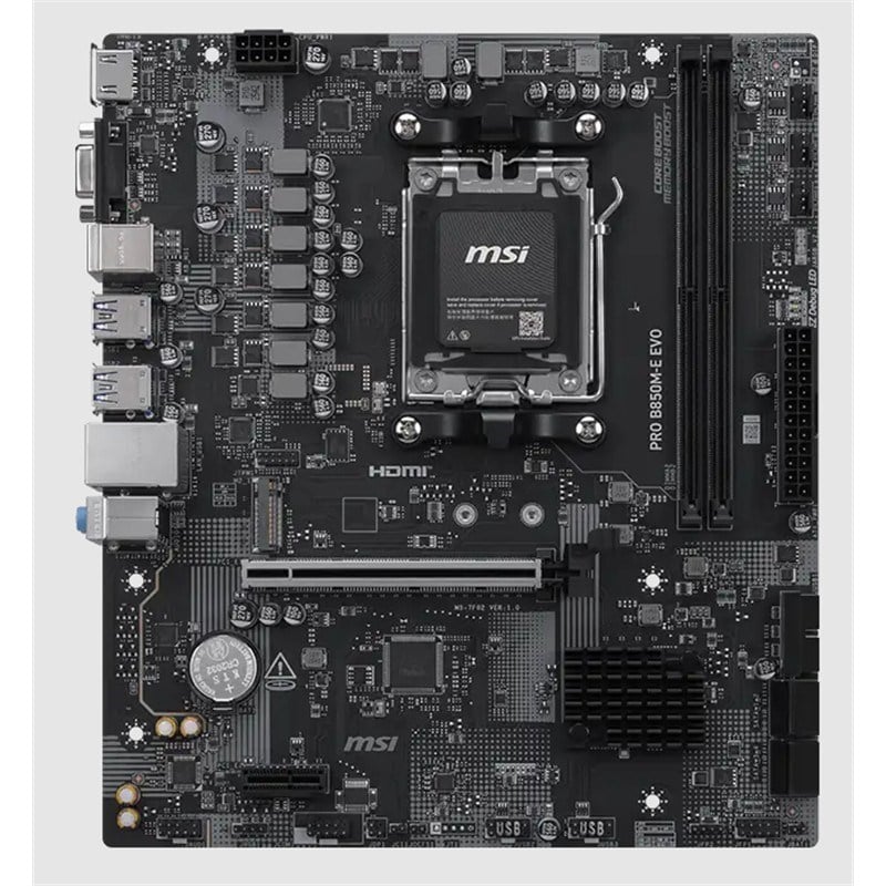 MSI PRO B850M-E EVO DDR5 8200MHZ 1XVGA 1XHDMI 1XM.2 USB MATX AM5 (AMD AM5 9000/8000/7000 SERİLERİ İLE UYUMLU)