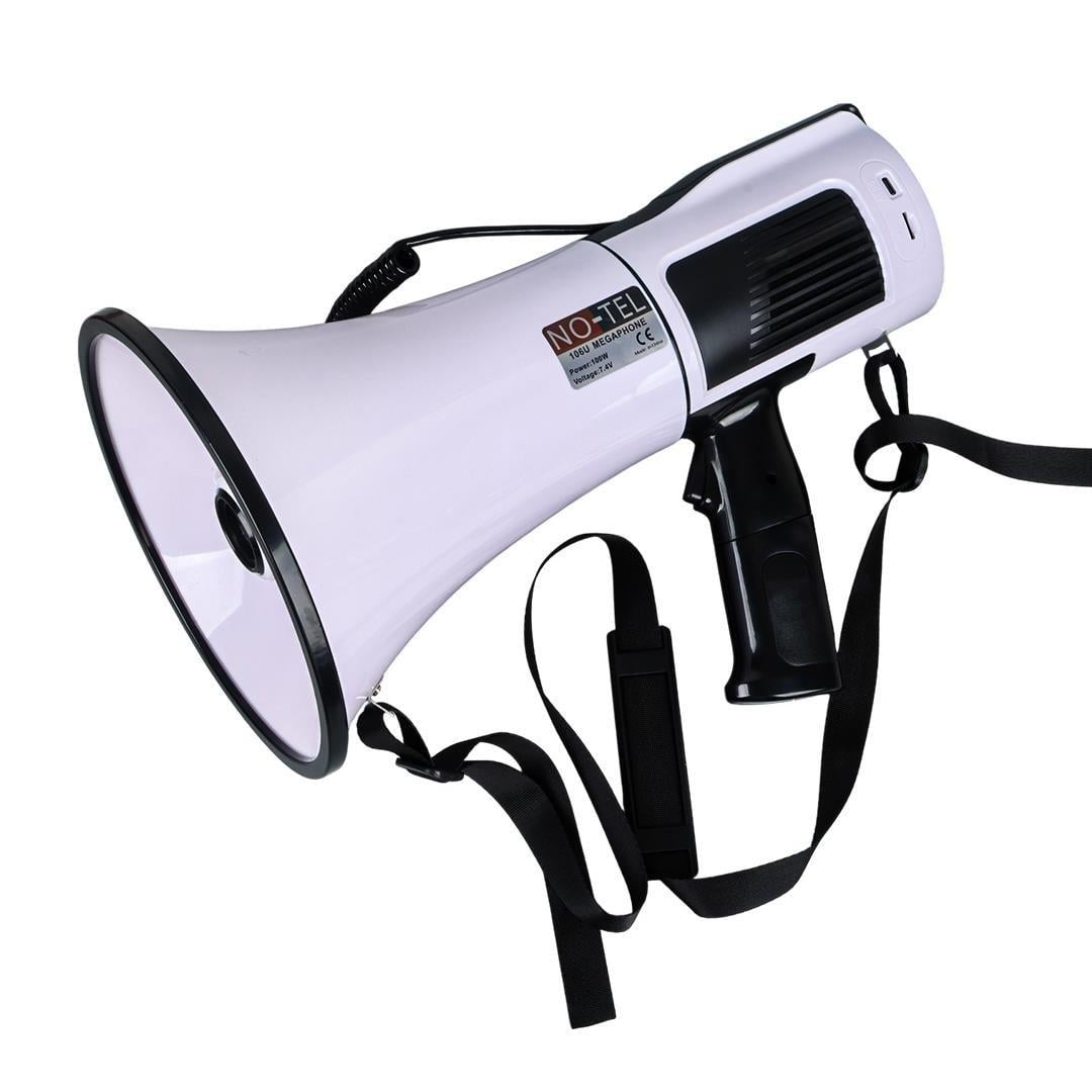 No-Tel 106U Bluetooth-Usb-Siren-Ses Kayıt Özellikli Dahili Bataryalı 100 Watt Büyük Boy Megafon