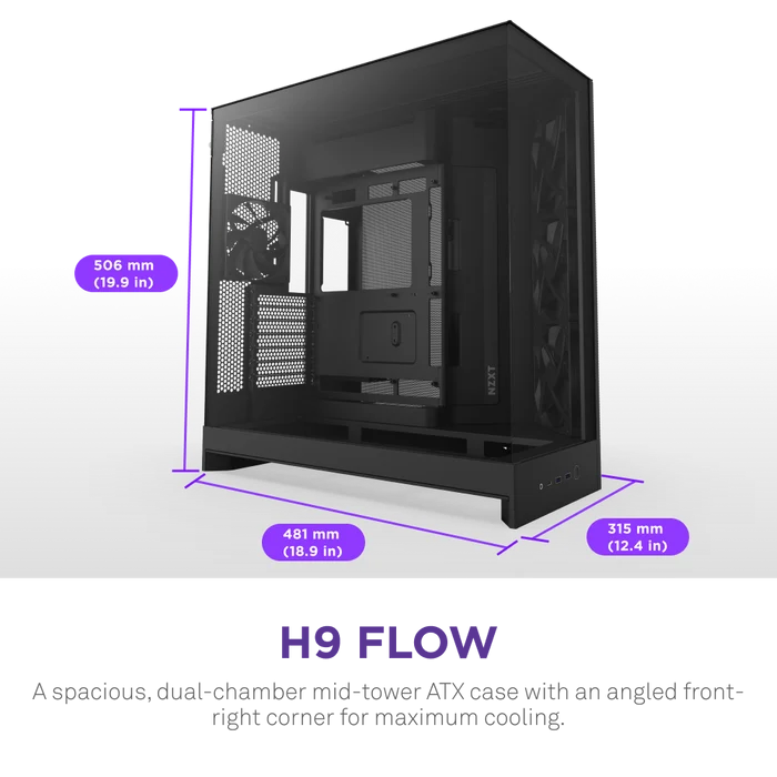 NZXT H9 FLOW CM-H92FB-01 Gaming Mid Tower PC Kasası