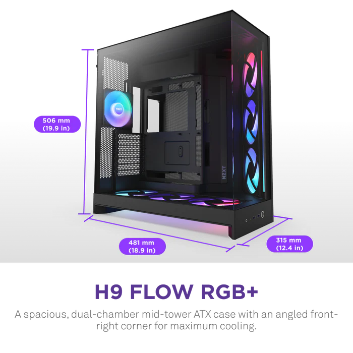 NZXT H9 FLOW RGB 2025 CM-H92FB-P1 Dual-Chamber EATX PC Kasası