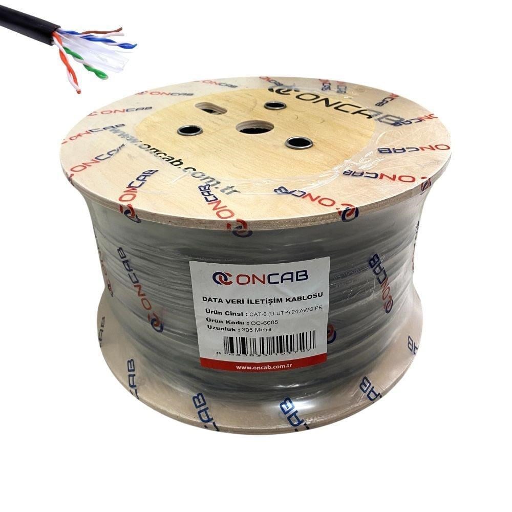 ONCAB CAT-6 U-UTP 24 AWG ECO (CCA/PE) 305'LİK DATA VERİ İLETİŞİM KABLO - CABLE OC-6005