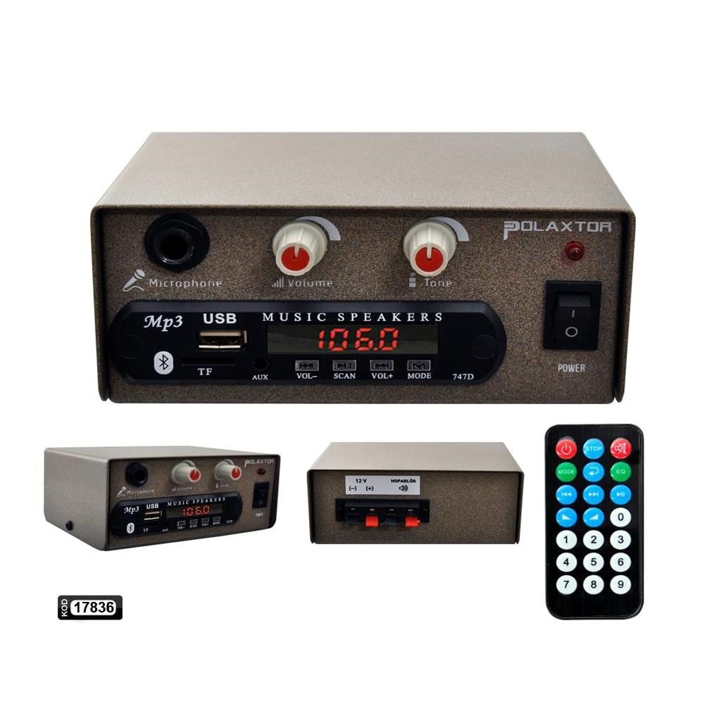 PAZARCI ANFİSİ 12V 50W USB/SD/FM BLUETOOTH YERLİ POLAXTOR