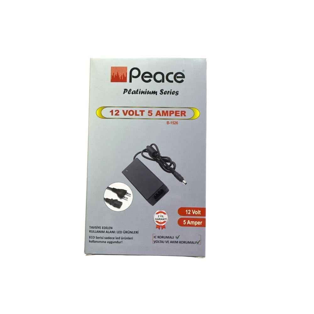 Peace B-1526 12V 5A Plastik Kasa Adaptör