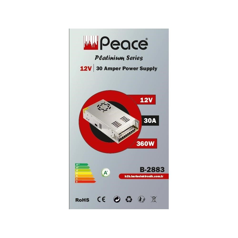 Peace B2883 12V 30A Metal Kasa Adaptör