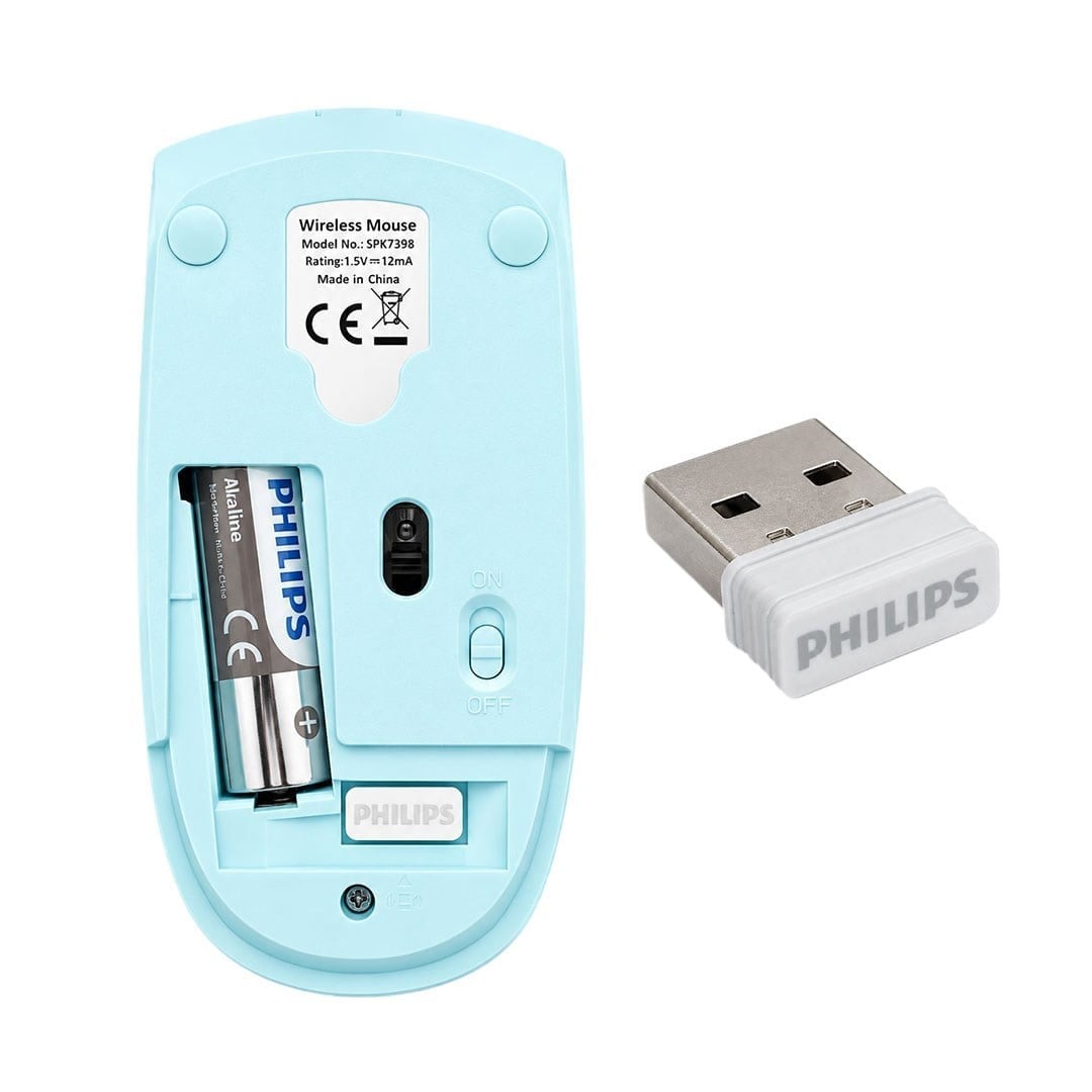 Philips SPK7398WJ/38 1600 DPI Sessiz Tıklama Mavi Kablosuz Ofis Mouse