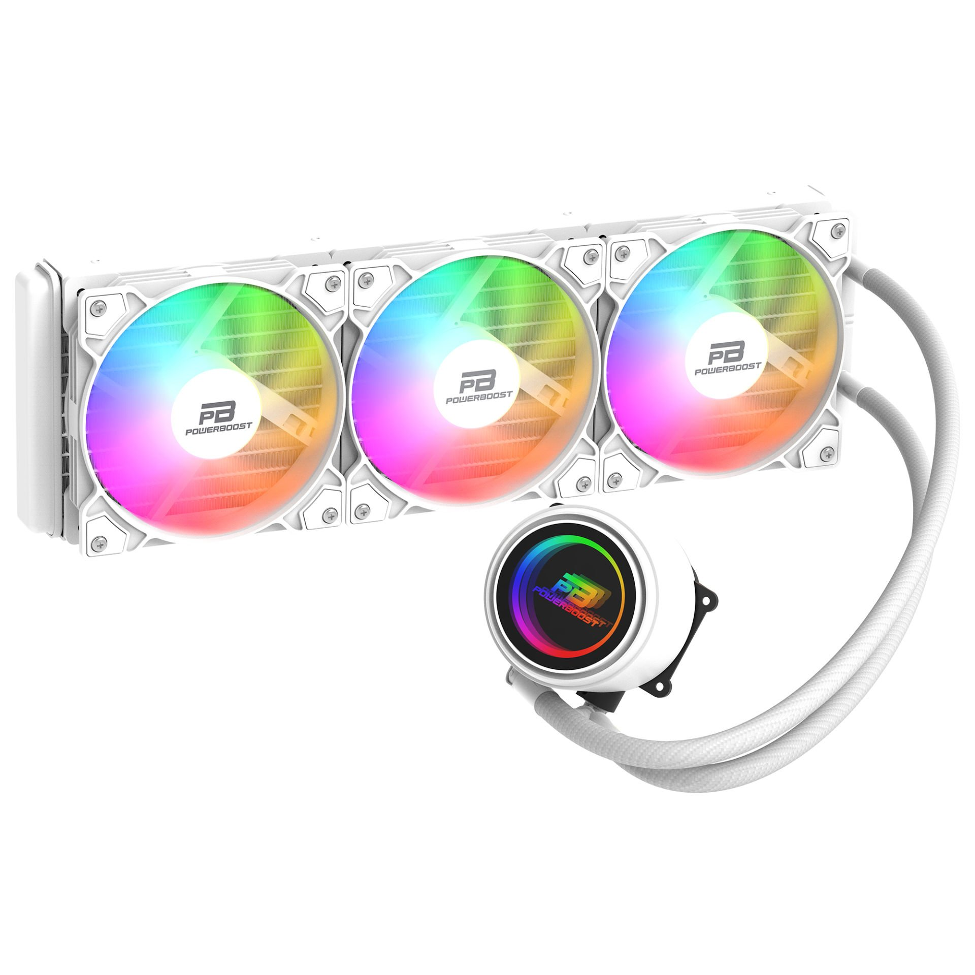 POWERBOOST 360MM CIRCLE 360W Rainbow Fanlı AM5-1851p Sıvı Soğutmalı İşlemci Fanı Beyaz