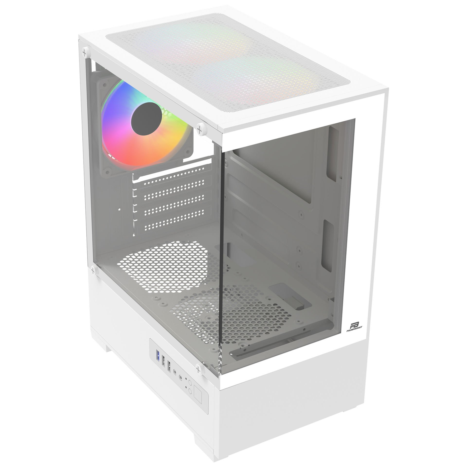 POWERBOOST 500W PB-M5001W 3-Rainbow Fanlı Gaming Micro-Tower PC Kasası Beyaz