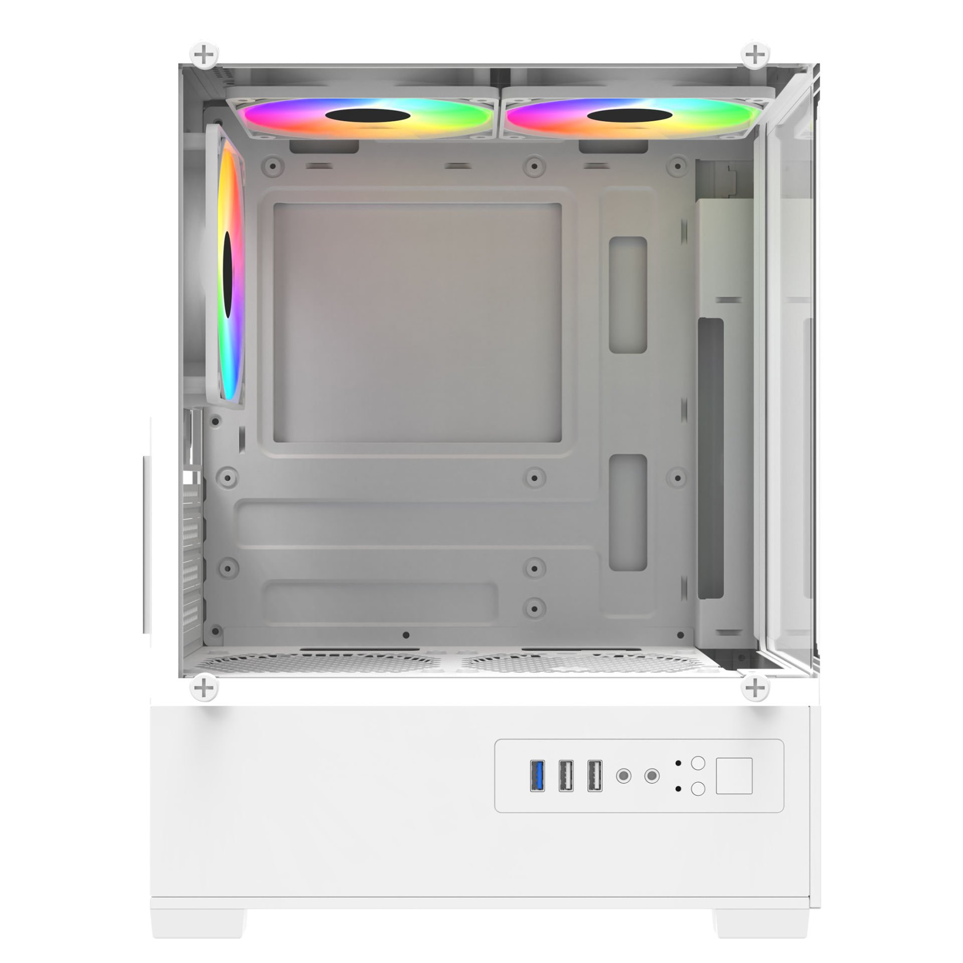 POWERBOOST 500W PB-M5001W 3-Rainbow Fanlı Gaming Micro-Tower PC Kasası Beyaz