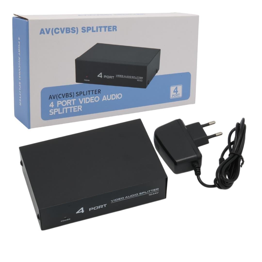 PowerMaster AV-104 4 Port AV CVBS RCA Video Audio Splitter Çoğaltıcı Dağıtıcı