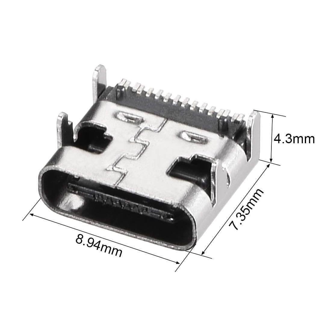 PowerMaster IC-266B-4 Type-C Dişi Şase Konnektör - USB 3.1 16 Pin Hızlı Şarj Destekli Soketi