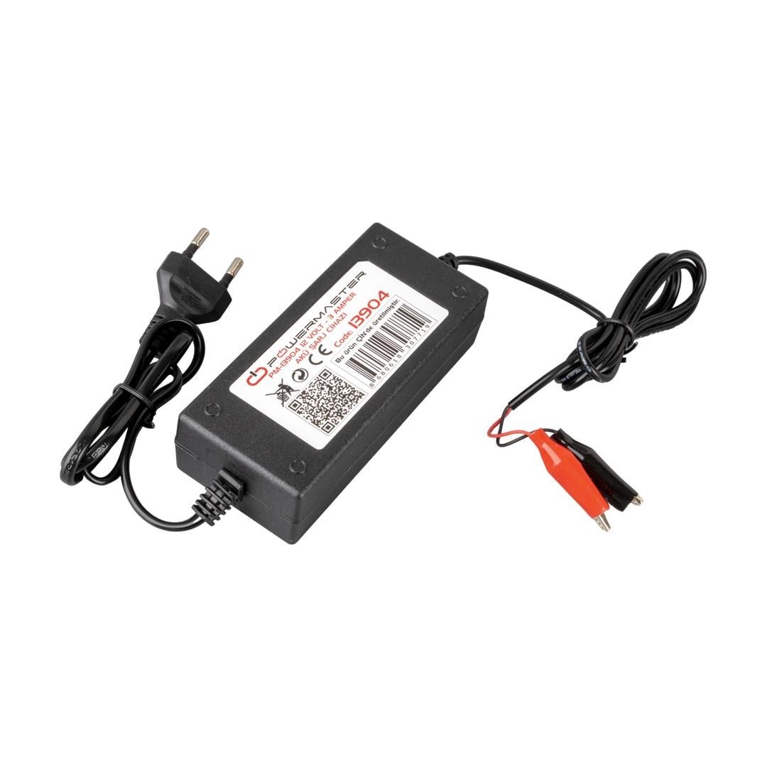 Powermaster PM-13904 12 Volt - 3 Amper Krokodil Uçlu Akü Şarj Adaptörü