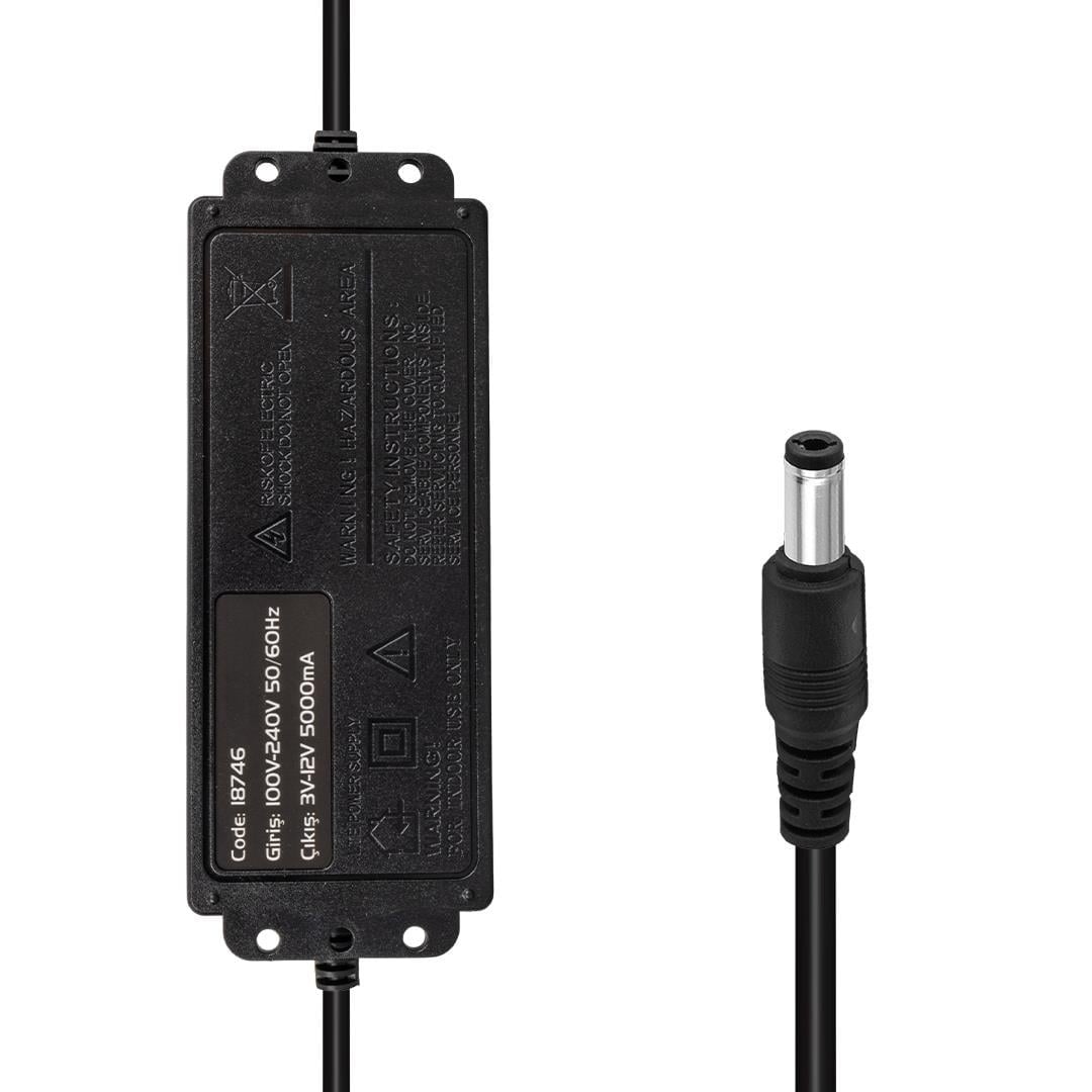 Powermaster PM-18746 3 Volt - 12 Volt - 5 Amper Çok Uçlu Ayarlı Kademeli Adaptör