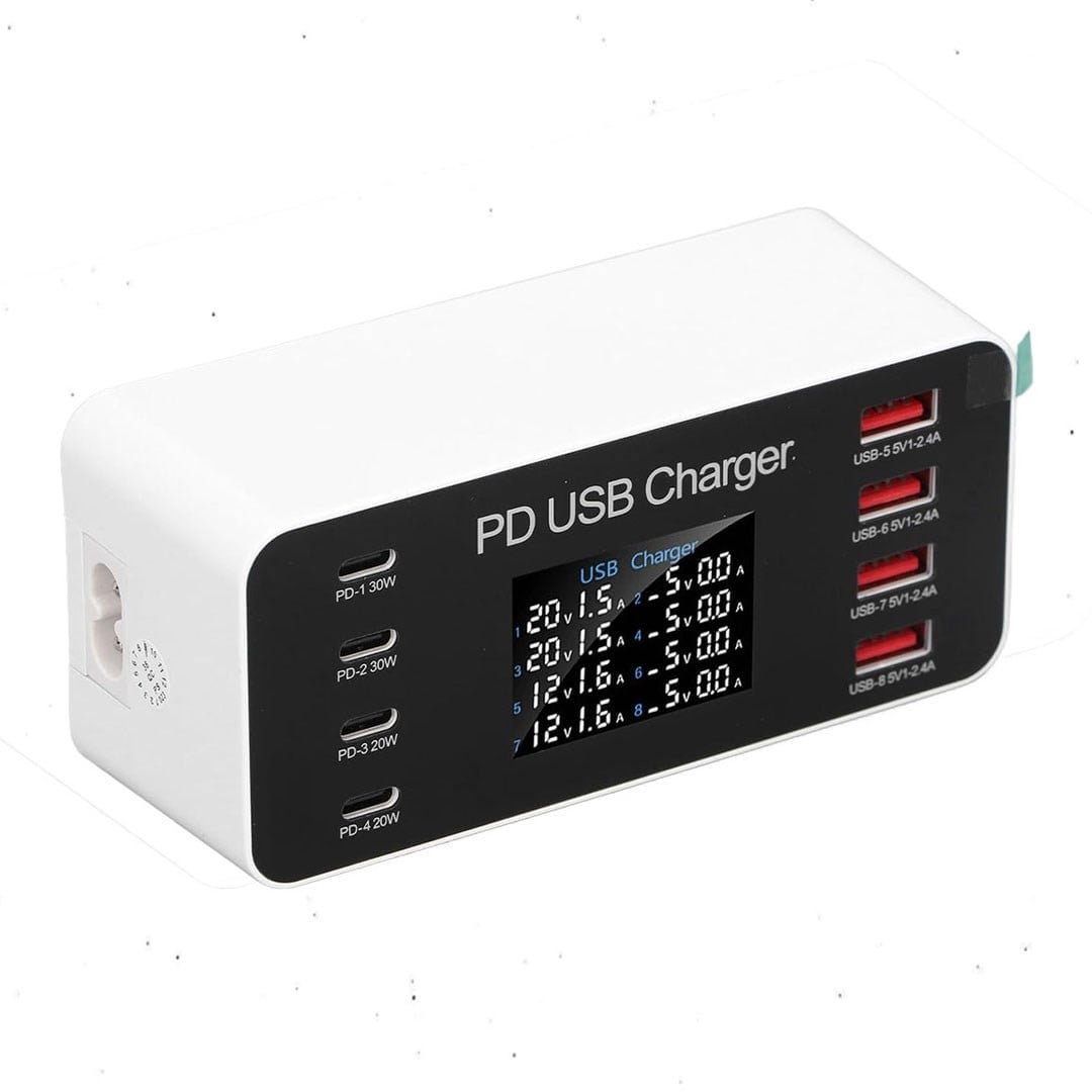 PowerMaster PM-26056 8 Port USB+PD Şarj İstasyonu (4 USB+ 4 PD)