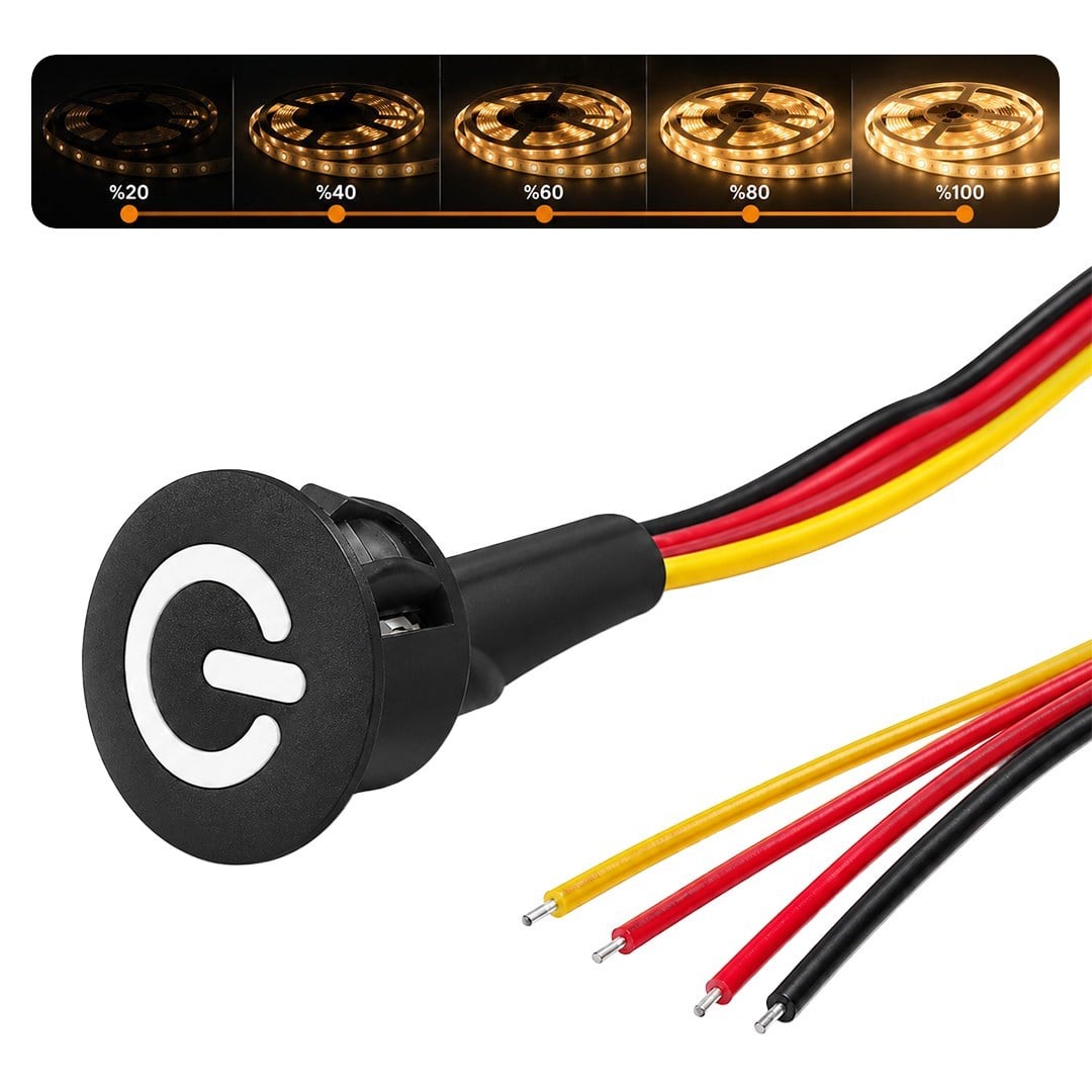 Powermaster PM-30787 12V DC 10mm Gömme Dokunmatik LED Dimmer Kontrolcüsü Switch Buton Siyah