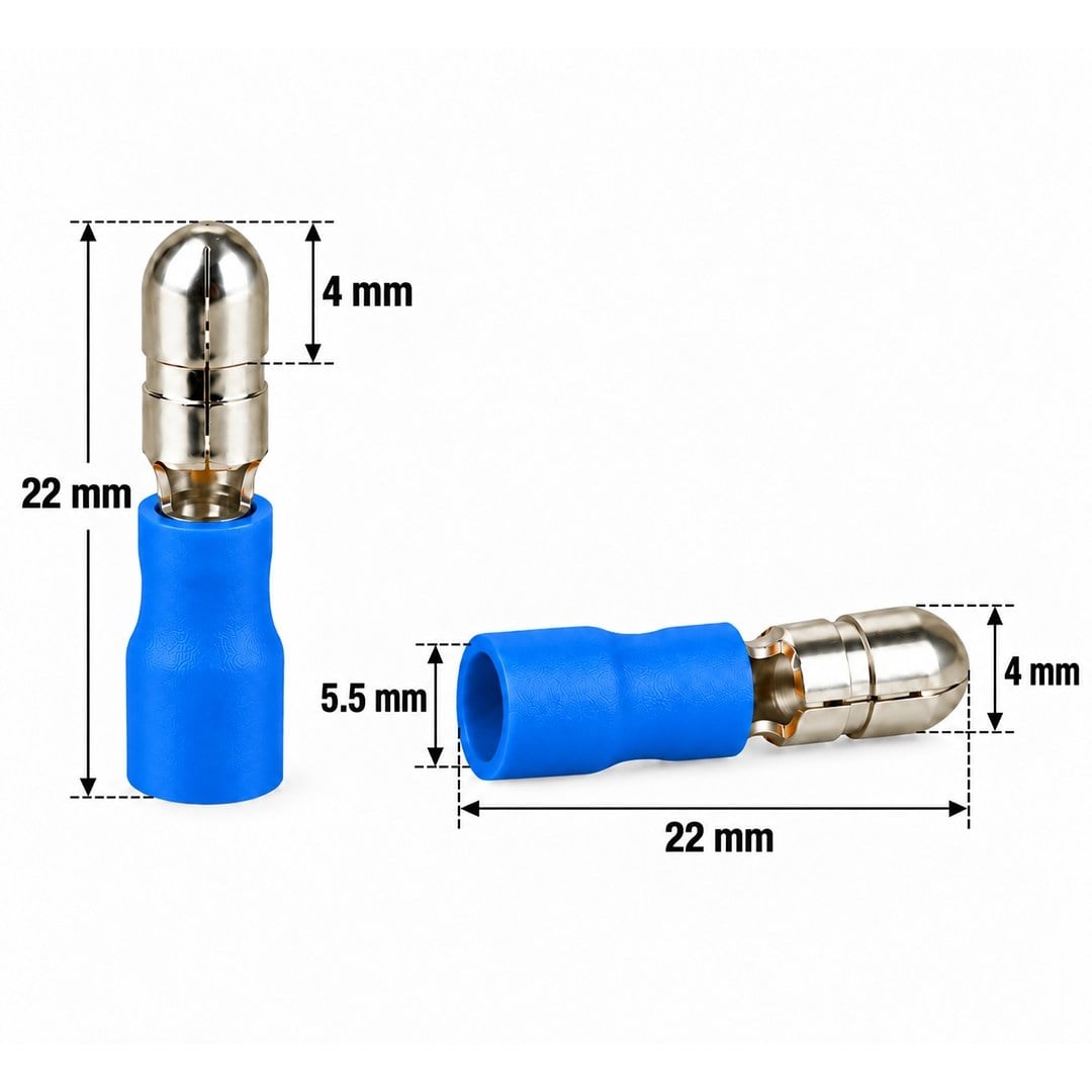 PowerMaster PM-39062 1,5-2,5mm2 Kesit 21,5x4x5,5mm Soket Mavi İzoleli Kablo Pabucu (100'lü Paket)