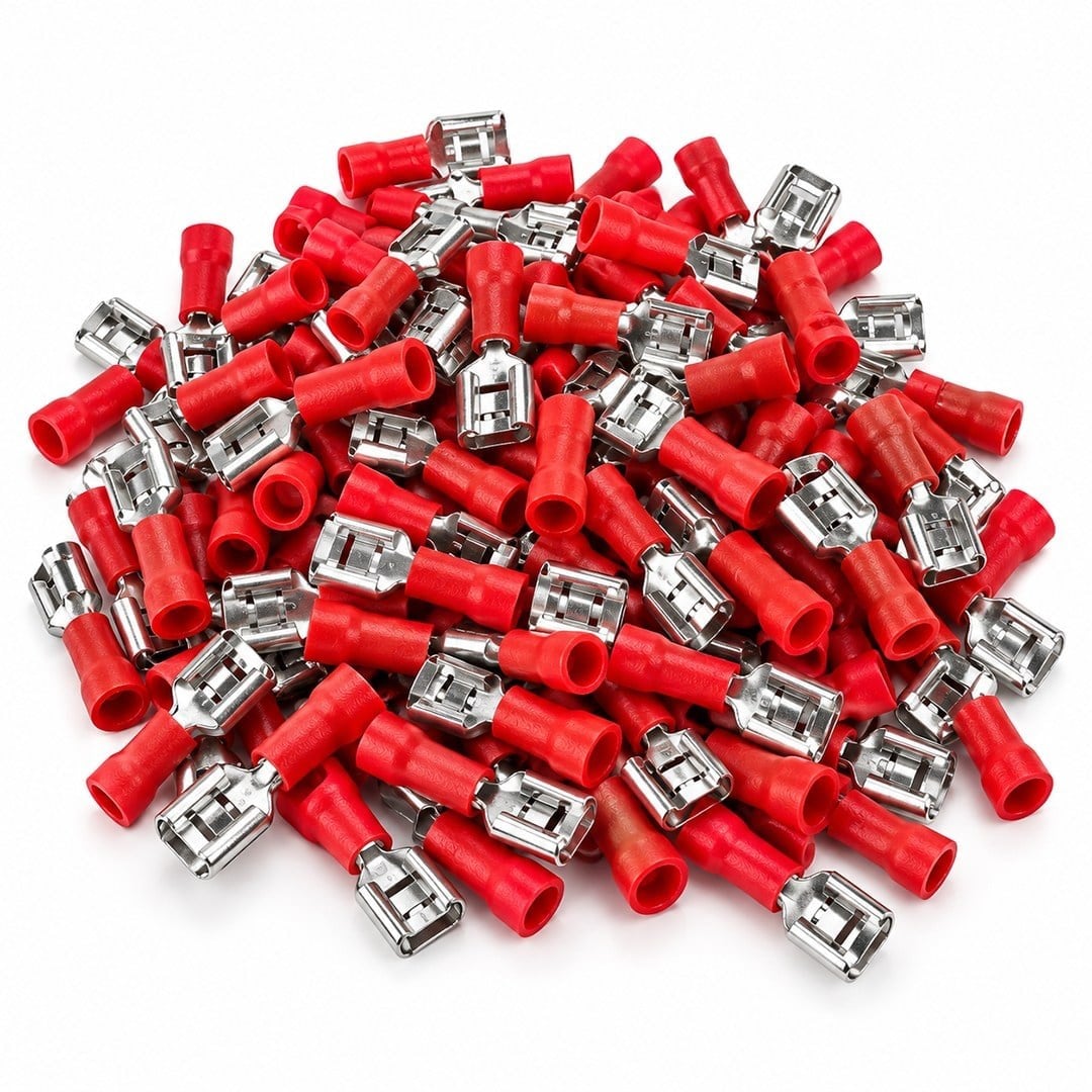 PowerMaster PM-39067 0,5-1,5mm2 Kesit 20x7x5mm Soket Kırmızı İzoleli Kablo Pabucu (100'lü Paket)