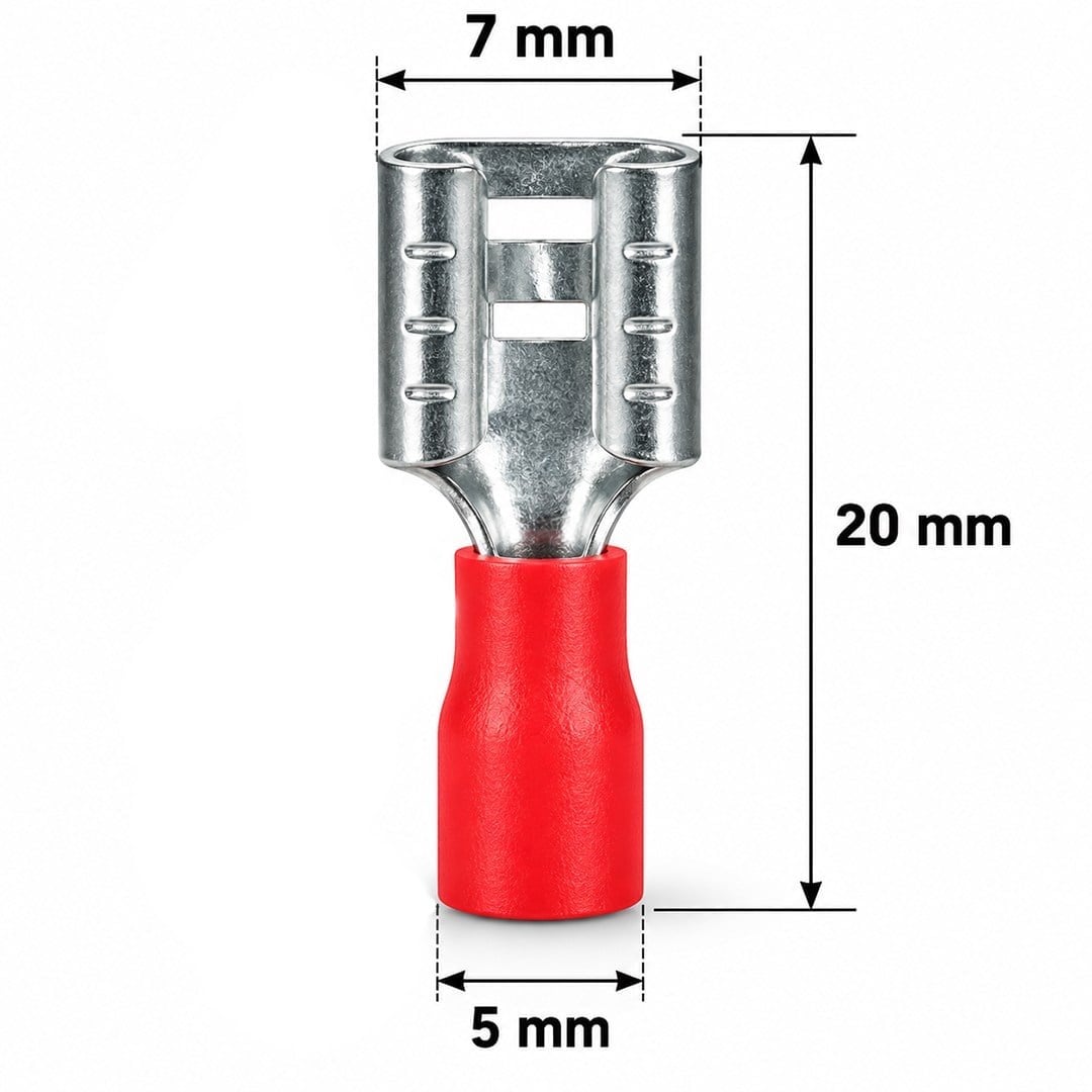 PowerMaster PM-39067 0,5-1,5mm2 Kesit 20x7x5mm Soket Kırmızı İzoleli Kablo Pabucu (100'lü Paket)