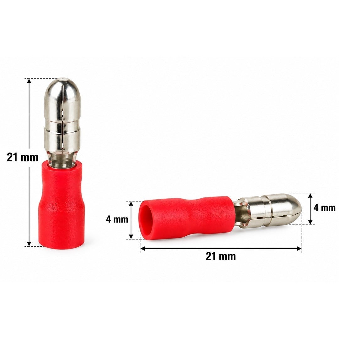 PowerMaster PM-39072 0,5-1,5mm2 Kesit 21x4x4mm Soket Kırmızı İzoleli Kablo Pabucu (100'lü Paket)
