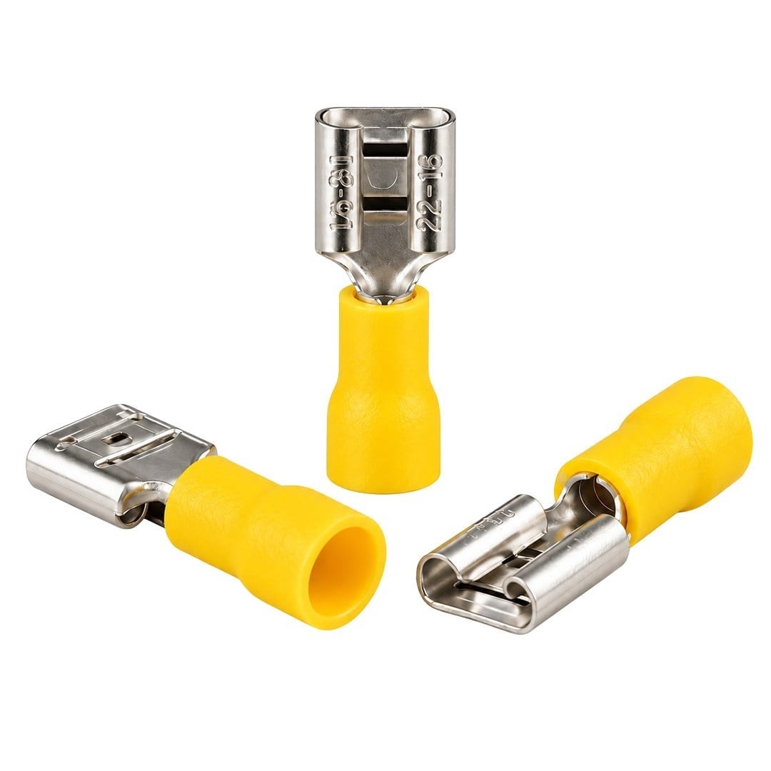 PowerMaster PM-39077 4-6mm2 Kesit 23x7x6mm Soket Sarı İzoleli Kablo Pabucu (100'lü Paket)