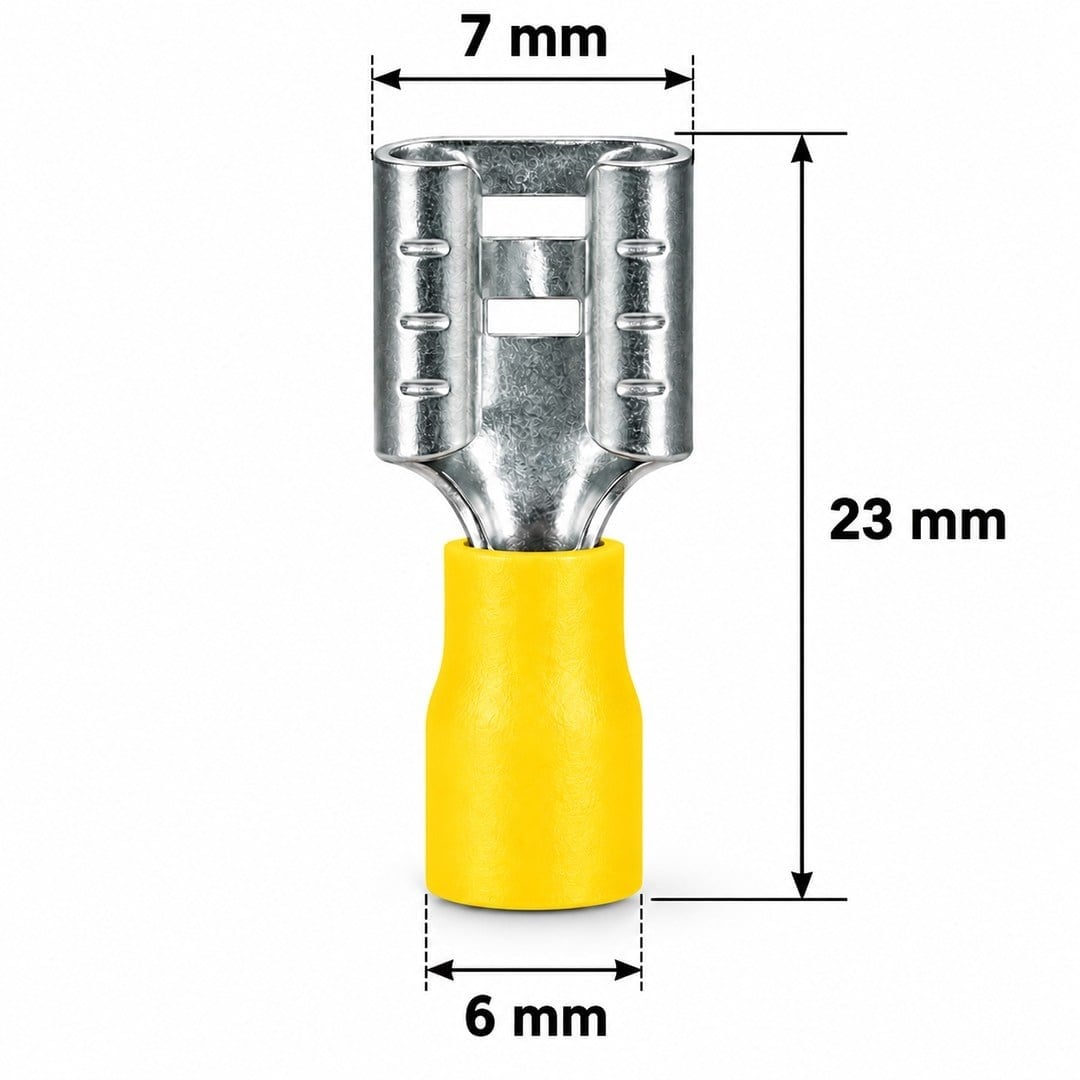 PowerMaster PM-39077 4-6mm2 Kesit 23x7x6mm Soket Sarı İzoleli Kablo Pabucu (100'lü Paket)