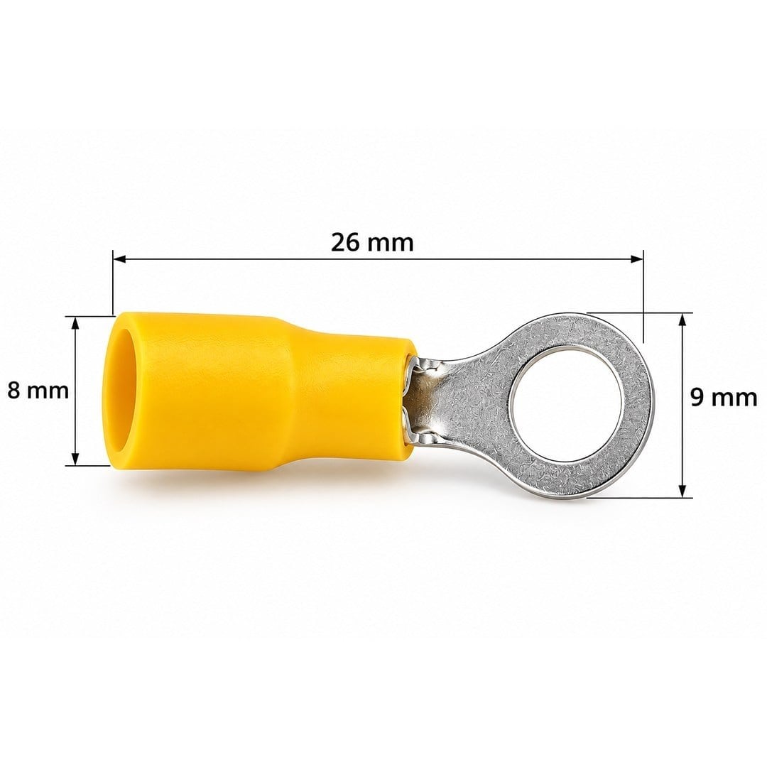 PowerMaster PM-39080 4-6mm2 Kesit 26x8x9mm Soket Sarı İzoleli Kablo Pabucu (100'lü Paket)