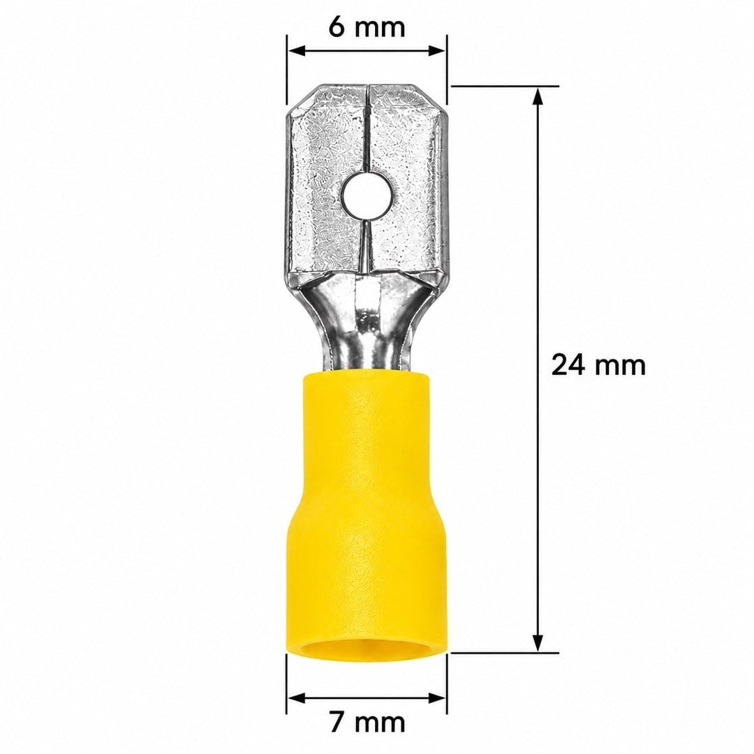 PowerMaster PM-39081 4-6mm2 Kesit 24x7x6mm Soket Sarı İzoleli Kablo Pabucu (100'lü Paket)