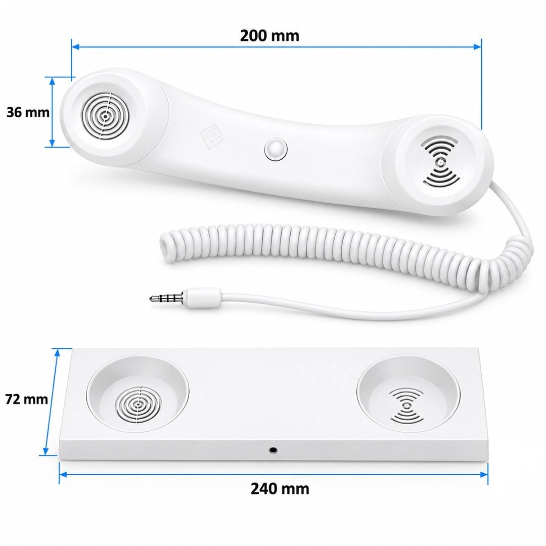PowerMaster PM-39122 Retro-Nostaljik 3.5mm Girişli Beyaz Telefon Ahizesi