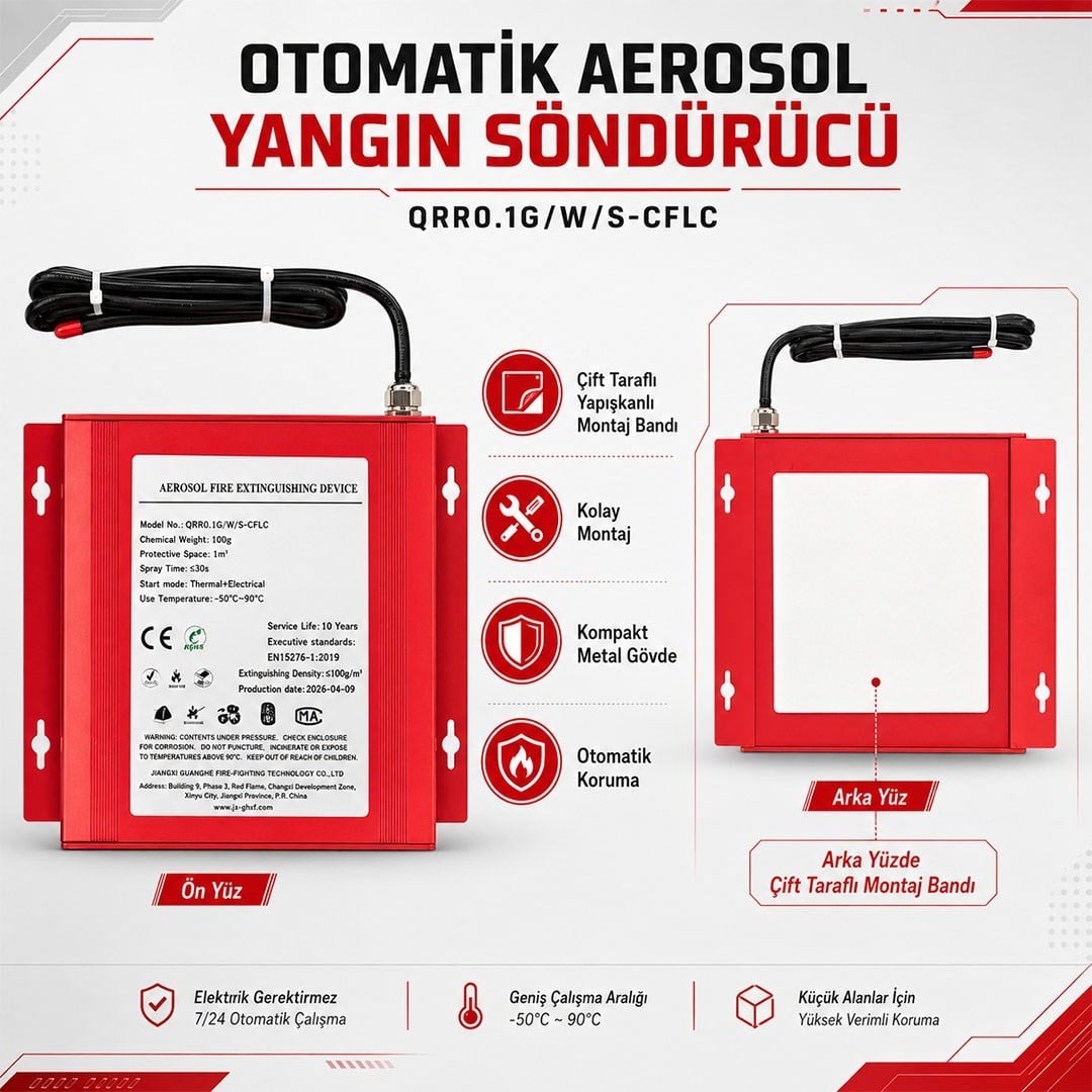 Powermaster QRR0.1GW/S-CFLC S-Tipi Otomatik Aerosol Yangın Söndürücü