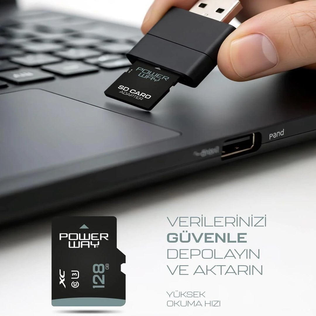 Powerway Elite Plus 128 GB Class 10 U3 XC Micro SD Hafıza Kartı