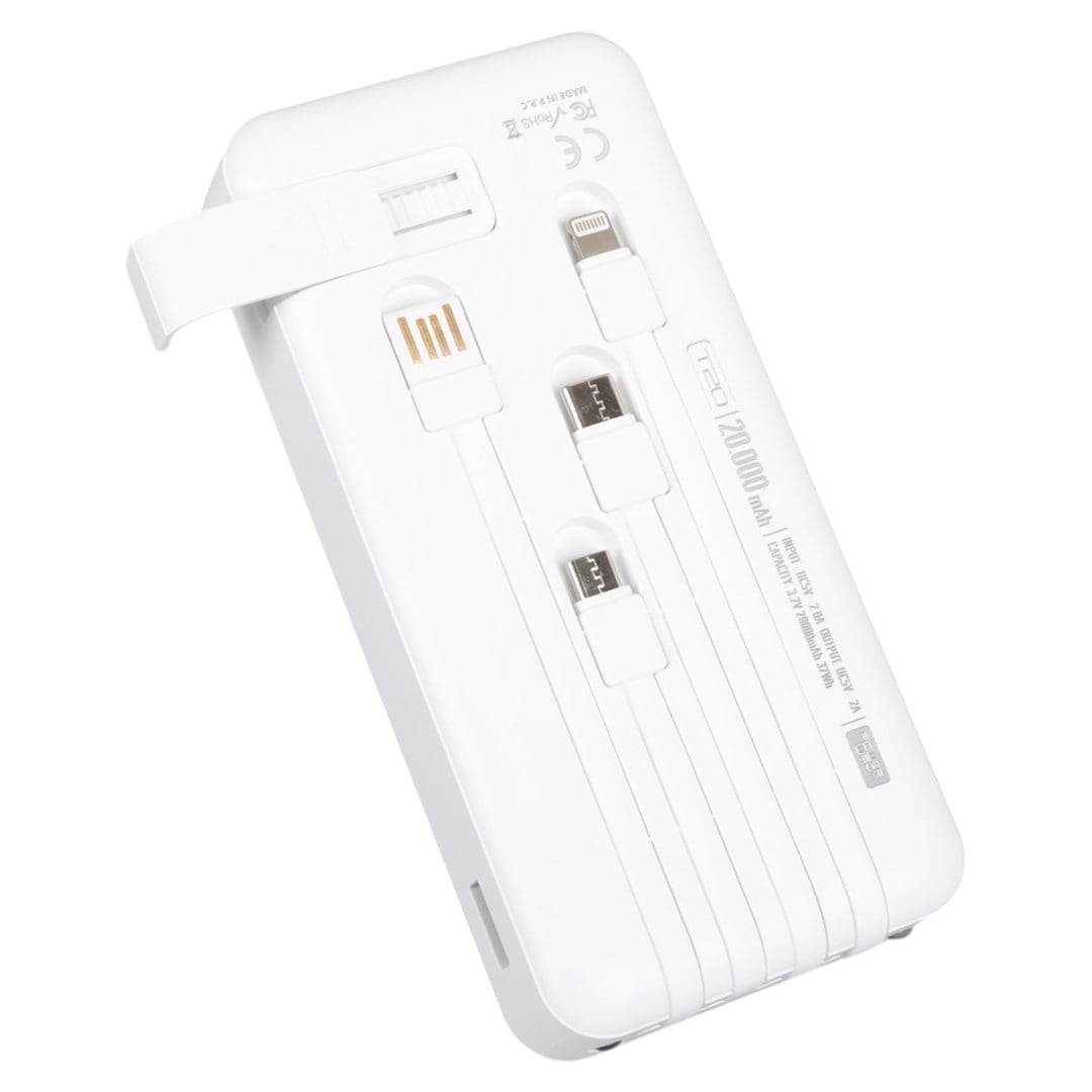 POWERWAY T20 KENDİNDEN KABLOLU DİJİTAL EKRAN 20.000 MAH BEYAZ POWERBANK