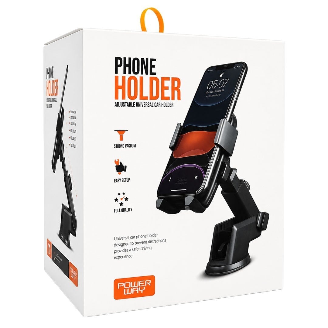 Powerway TT13 Ayarlanabilir Evrensel Araç İçi Vantuzlu Cam Torpido Telefon Tutucu
