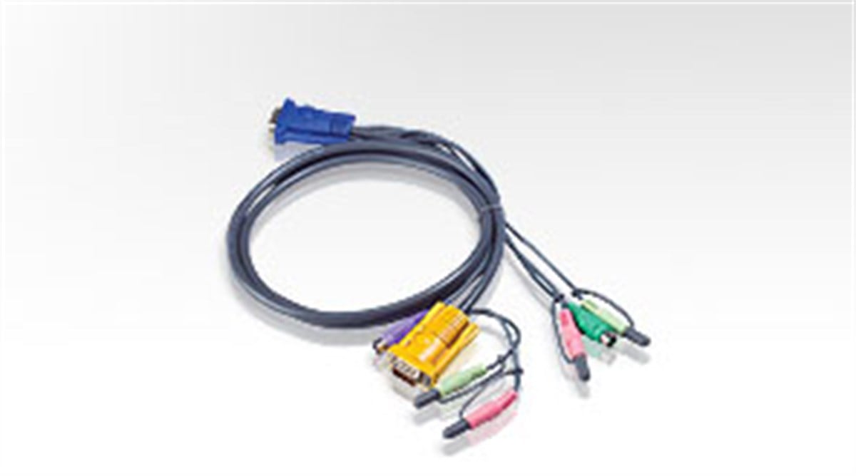 PS/2 KVM (Keyboard/Video Monitor/Mouse) Switch İçin Kablo, 1.8 metre, 1 x SPHD-15 Erkek, 2 x Audio yuvası <-> 1 x Monitör 15 pin HDB erkek, 1 x Klavye 6 pin Mini-Din erkek, 1 x Mouse 6 pin Mini-Din erkek, 2 x Audio yuvası

