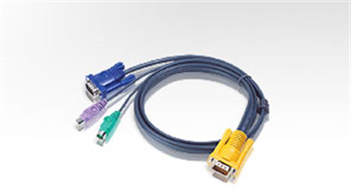 PS/2 KVM (Keyboard/Video Monitor/Mouse) Switch İçin Kablo, 1.80 metre, 1 x SPHD-15 Erkek <-> 1 x Monitör 15 pin HDB erkek,  1 x Klavye 6 pin mini-DIN erkek, 1 x Mouse 6 pin mini-DIN erkek