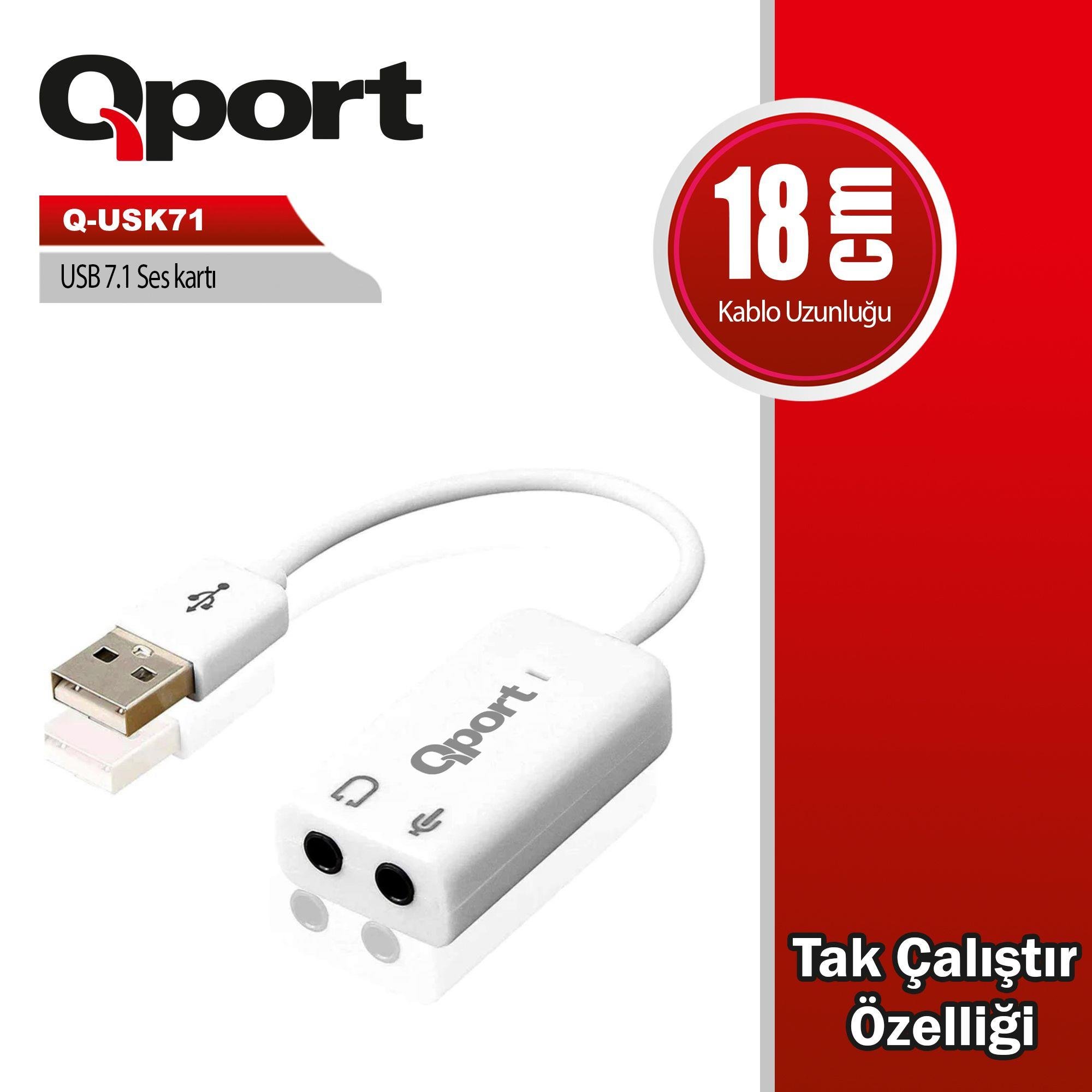 Qport Q-USK71 USB 7.1 ses kartı