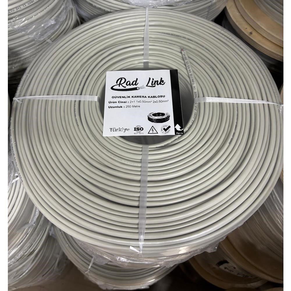 RADLINK 2+1 1x0,50mm  Mini Coax 2x0,50mm   (CCA) 250'LİK KAMERA KABLO - CABLE