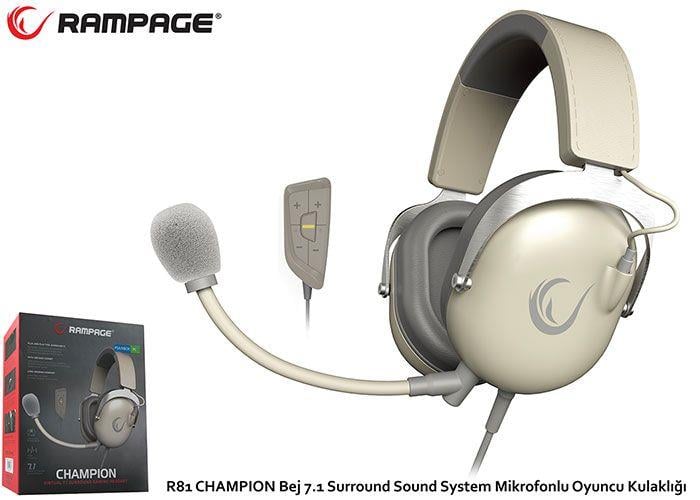 RAMPAGE R81 CHAMPION 7.1 USB OYUNCU KULAKLIK,BEJ