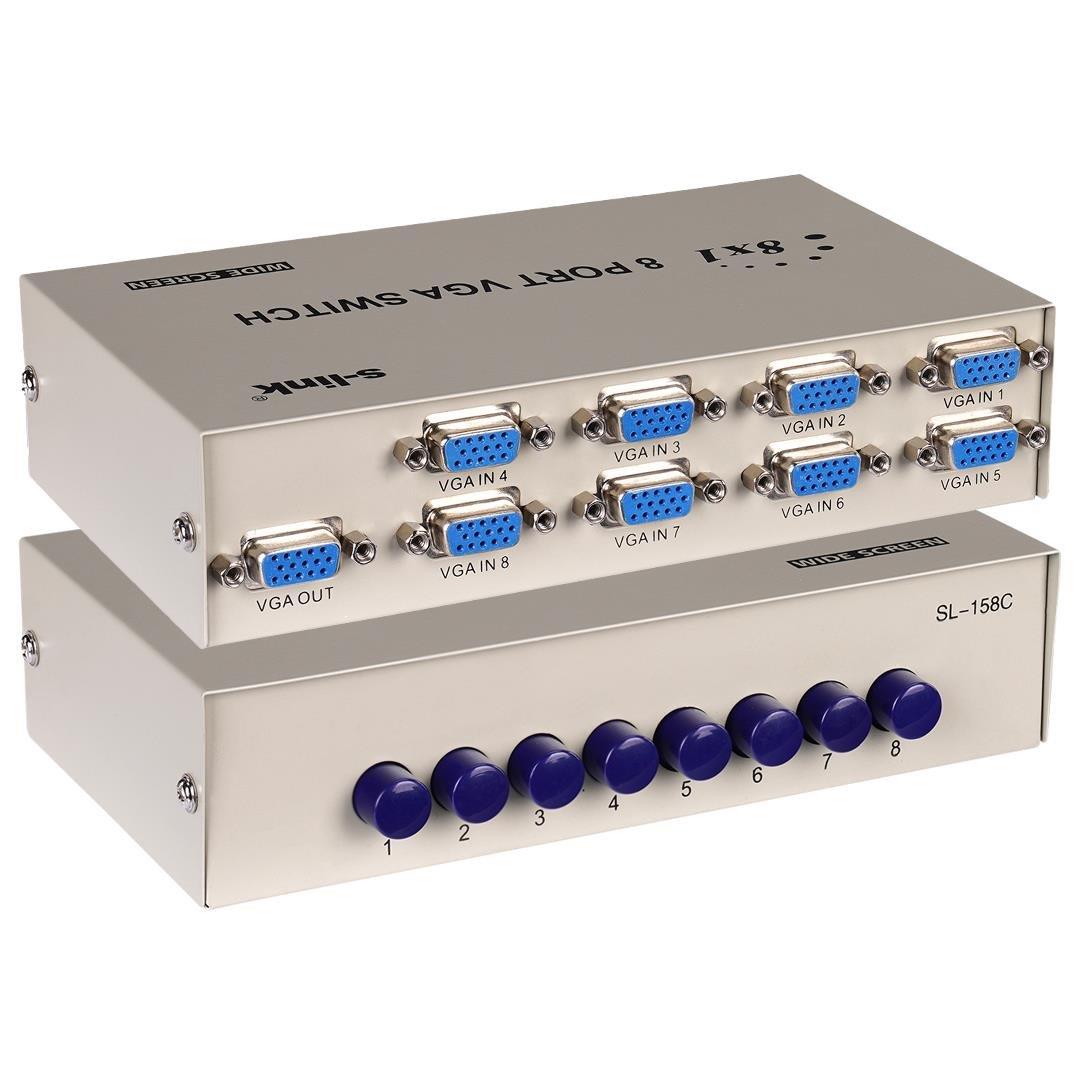 S-Link SL-158C 8x1 Port VGA Switch (8 Giriş - 1 Çıkış)