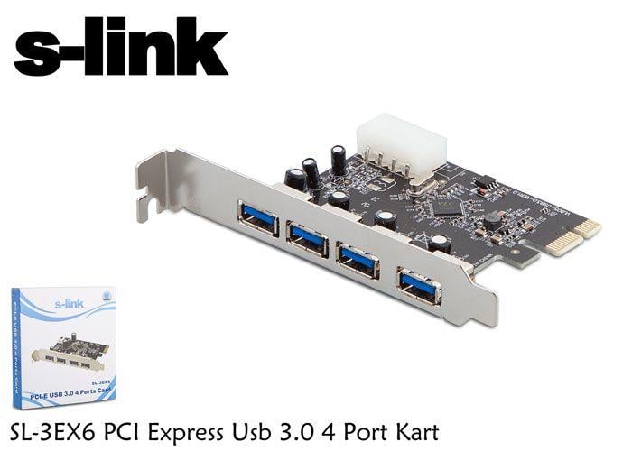 S-Link SL-3EX6 4 PORT USB3.0 PCI Express kart