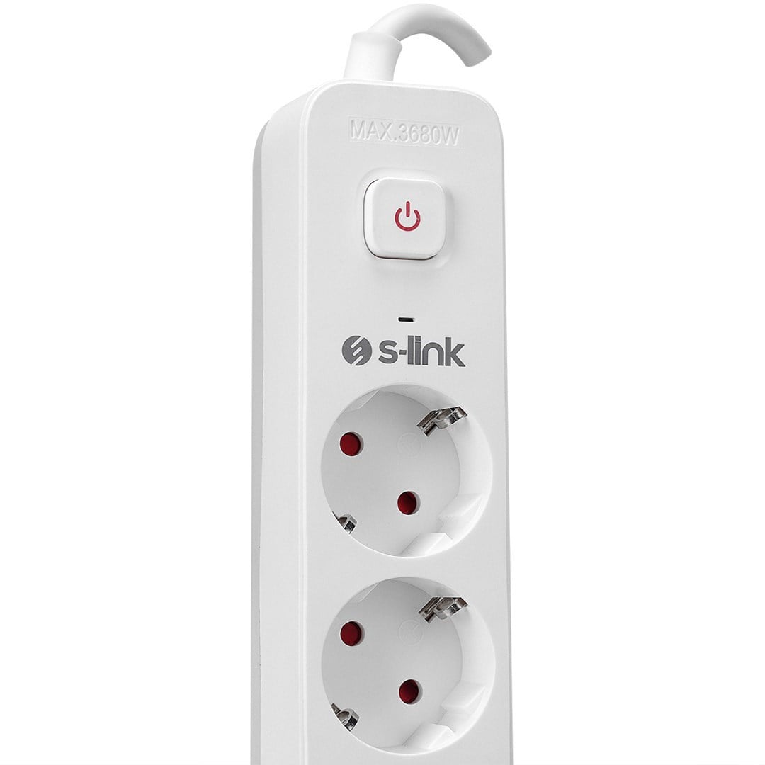S-Link SPG501S 1.5 Metre Kablolu 750 Joule 1.5 Mm Anahtarlı 5'li Akım Korumalı Priz