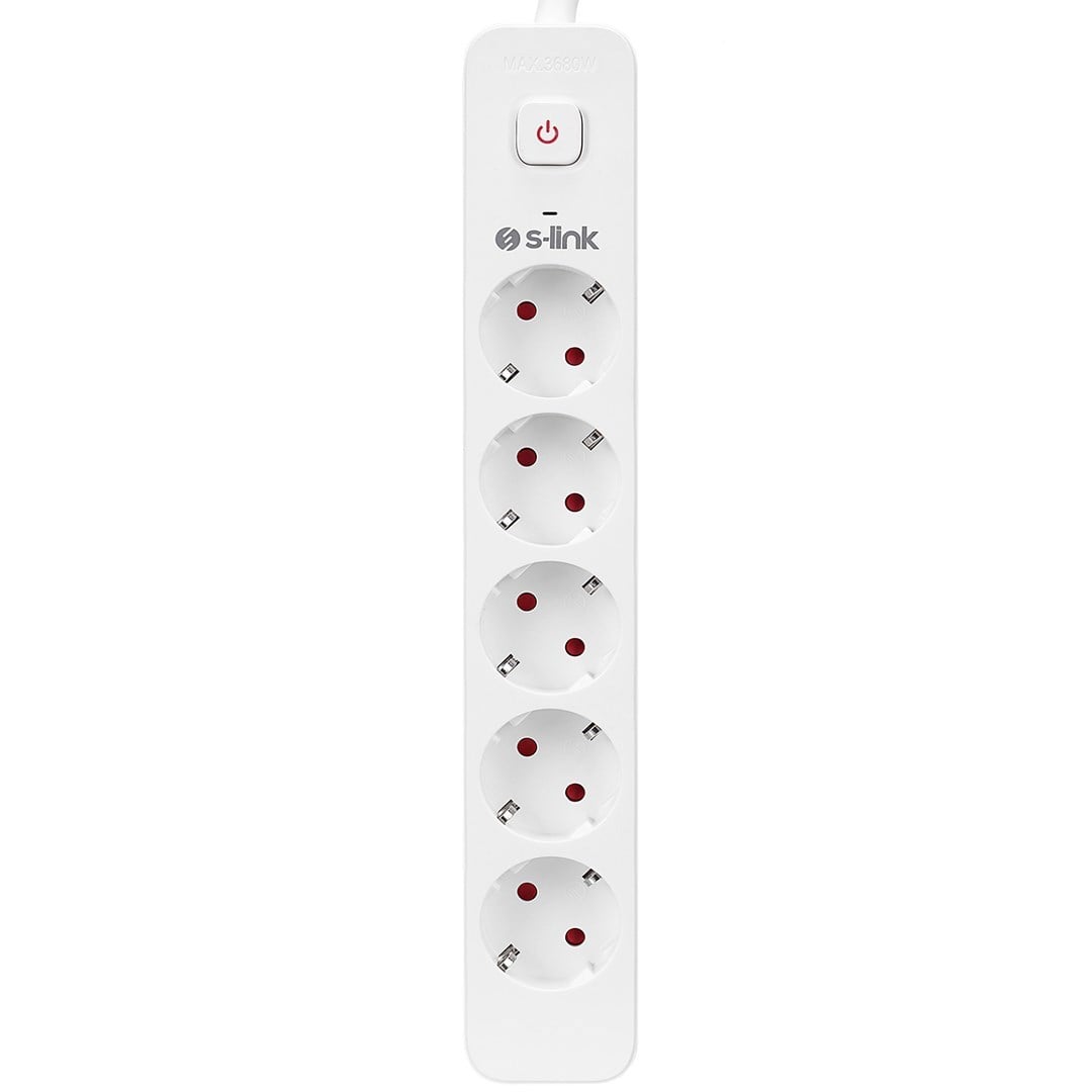 S-Link SPG501S 1.5 Metre Kablolu 750 Joule 1.5 Mm Anahtarlı 5'li Akım Korumalı Priz