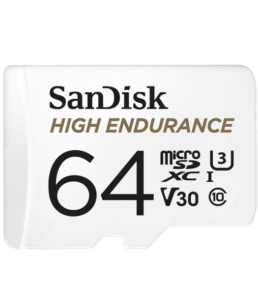 SanDisk High Endurance microSDXC 64GB + SD Adapter - for dash cams - home monitoring
