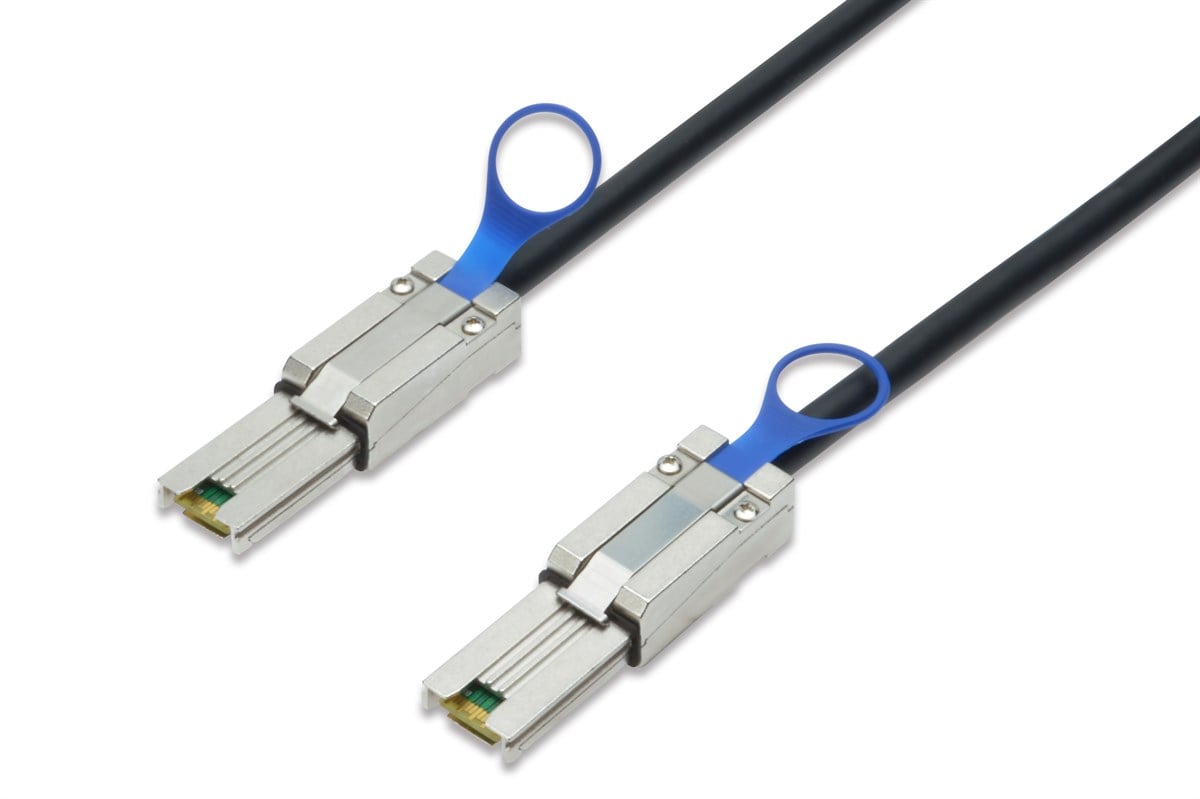 Serial Attached SCSI (SAS) Bağlantı Kablosu, mini SAS 26pin erkek - mini SAS 26pin erkek, 1 metre, CU, AWG28, 2 x zırhlı, UL