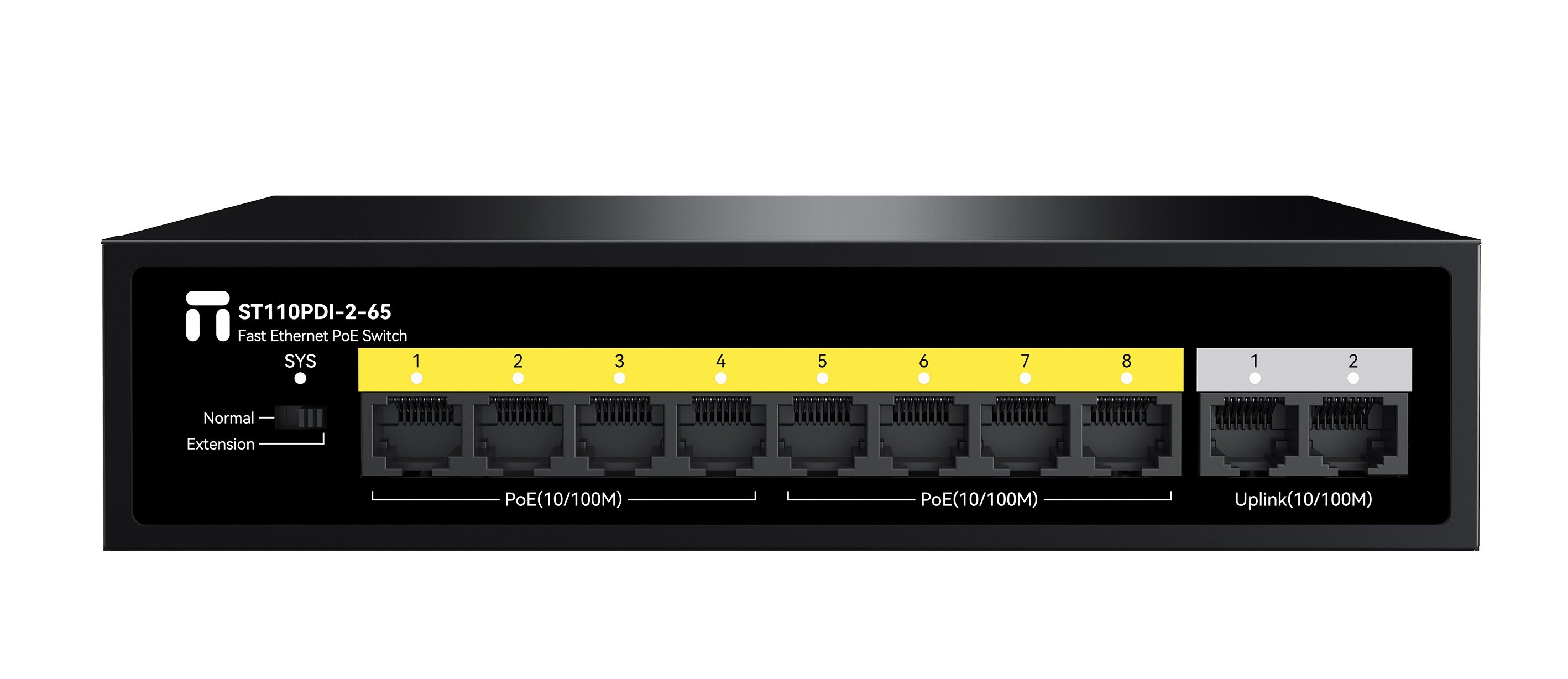 STONET ST110PDI-2-65 10 Port Mbit 8 Adet Poe 65W 2xMbit Uplink Yönetilemez Metal Kasa Switch
